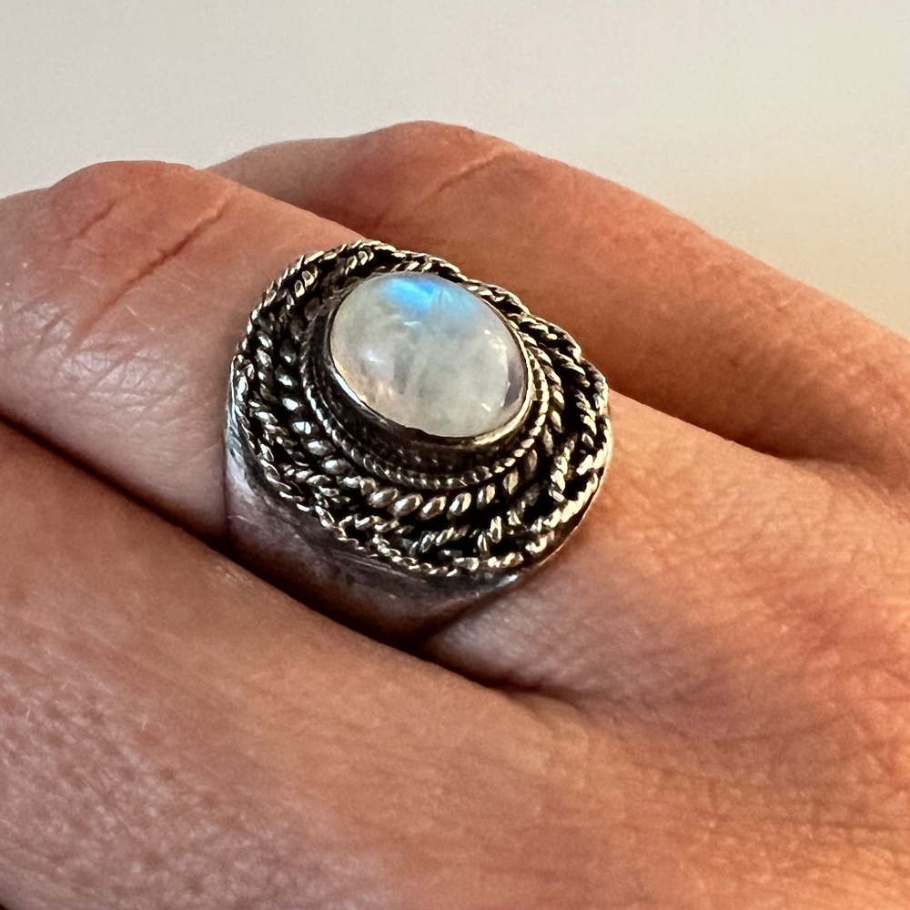 Vintage Handmade Sterling Silver 925 Moonstone Ring